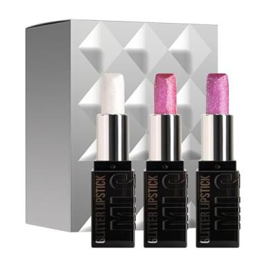 Imagem de Brilho Labial Com Glitter - 3 De Maquiagem Para Labios Com Brilho E Cor - Batom Fashion | Para Festas Viagens a dos Namorados e Presente para Mulheres e Meninas