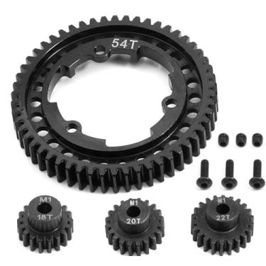 Imagem de Hardened Steel 54T 1 Mod Spur Gear with 18T Motor Pinion Gear for 1/5 X-Maxx 1/7 XO-1 1/10 Maxx/E-Revo 2.0 VXL Upgrade Part, Replace of #6449