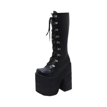 Imagem de Botas Femininas Y2K Over the Knee com Zíper Lateral e Plataforma, 38, 