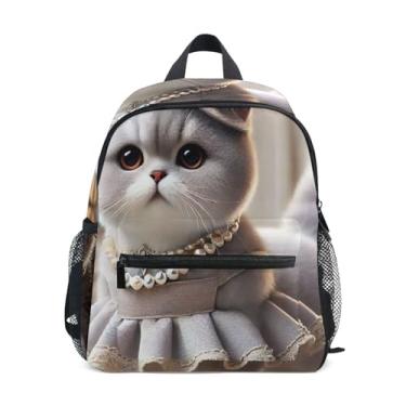 Imagem de Elegant Kitten Cute Cat Simple Modern Toddler Backpack with Whistle, Adjustable Chest Strap, Mini Backpack for Girls Lightweight & Compact for Ages 3-8