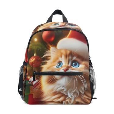 Imagem de GAIGEO Christmas Cat Cute Mini Backpack for Kids with Whistle, Adjustable Chest Strap, Toddler Boy Backpack Lightweight & Compact for Ages 3-8