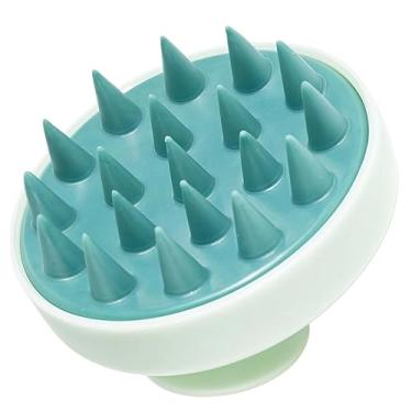 Imagem de Escova de xampu de cabelo e massageador de couro cabeludo para remoção de caspa, cerdas de silicone macias, para crescimento, confortável para todos os tipos de cabelo (verde)