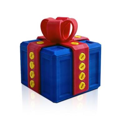 Imagem de Frdhee Caixa de presente irritante com parafusos, caixa de desmontar para receber presente, quebra-cabeça de brinquedo, surpresa engraçada caixa de presente de Natal (azul vermelho)