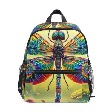 Imagem de GAIGEO Dragonfly Floral Toddler Mini Backpack with Whistle, 2 Bottle Pockets, Lightweight, Toddler Travel Backpack 10x4x12 In, for Ages 3-8