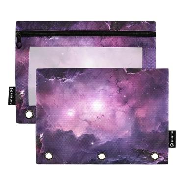 Imagem de Bolsas de lápis nebulosas roxas para fichários, bolsa de lápis, para estudantes, material escolar, bolsa de lápis