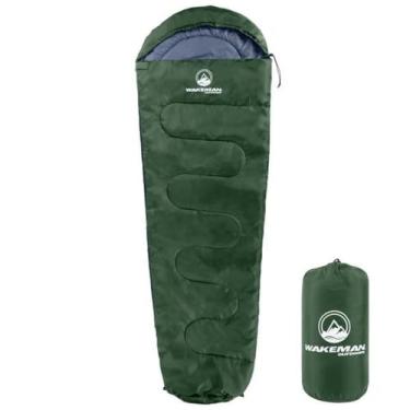 Imagem de Saco de dormir Mummy - Saco de dormir adulto para clima frio classificado para -12 °C - Impermeável com capuz com cordão - Equipamento de acampamento da Wakeman Outdoors (verde)