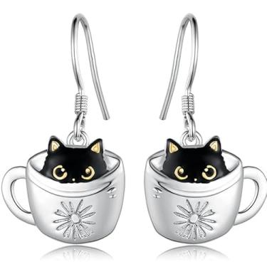 Imagem de 1 par de brincos fofos de gato café para uso diário, joias simples e adoráveis, presentes para mulheres, aniversário para ela, acessórios de moda