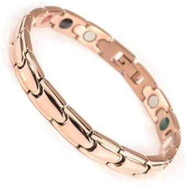 Imagem de Pulseira magnética feminina de aço inoxidável de 19,5 cm/6 mm, presente moderno
