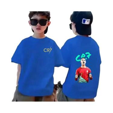 Imagem de Camiseta De Algodão Respirável Para Meninos Verão CR7 Estampa Legal Mo