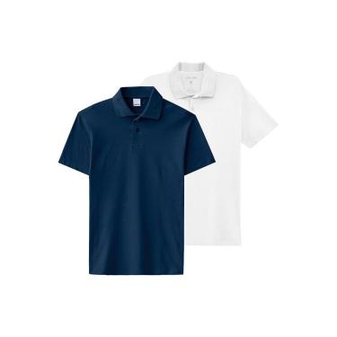 Imagem de Kit com 2 Camisetas Polo Masculina Malwee 1000004425 Branco-Masculino