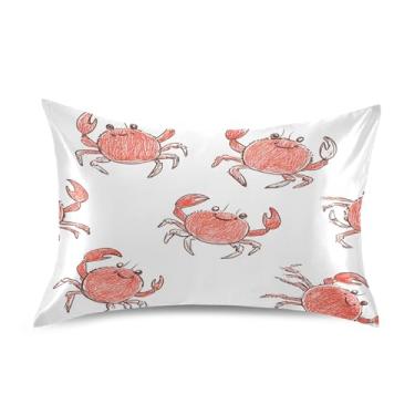 Imagem de Wassud Linda fronha de cetim caranguejo vermelho para cabelo e pele fronhas de seda lisa tamanho padrão capas de travesseiro respiráveis com fecho de envelope