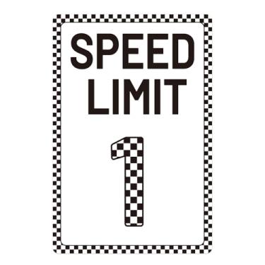 Imagem de Placa de Limite de Velocidade 1, 30x20cm Placa Metal Vintage com Tema Carro Corrida Decoração para Festa Aniversário Meninos Aniversário Divertido