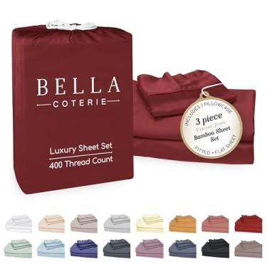Imagem de Jogo de lençol Bella Coterie Luxury Bamboo Viscose Twin Size | 100% orgânico | Ultra macio | Resfriamento para quem dorme quente | Bolso profundo de 45,7 cm [Merlot]