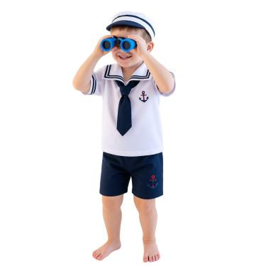 Imagem de Fantasia Infantil Marinheiro com Boné Camiseta e Shorts Bebe