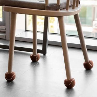 Imagem de Pacote com 4 almofadas de cadeira de design de bola de tênis capas de perna de proteção contra arranhões -14 cm C x 14 cm L, marrom