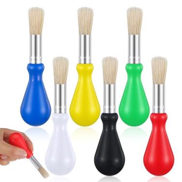 Imagem de DOPENSPI 6 pincéis de pintura aderentes, conjunto de 6 pincéis artísticos coloridos, pincéis de pintura laváveis e ferramentas de desenho com alças redondas para projetos de arte