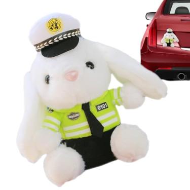 Imagem de Pelúcias de coelho policial,Boneca de coelho policial, Carro Fora Bonecos de Coelho de Pelúcia, Ornamento bonito do tronco dos desenhos animados, pelúcia do pendente da cauda do carro para a decoração