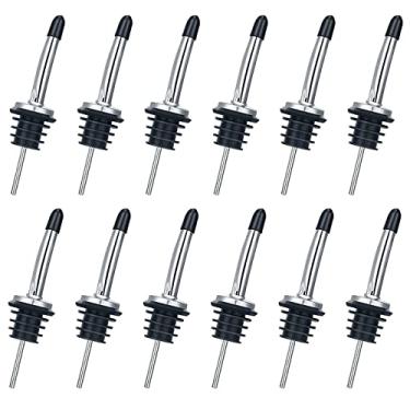 Imagem de 12 Peças de Entalhes Garrafa Aço Inoxidável com Bicos Vinhos Afunilados Tampas Borracha Suprimentos Conjunto Dispensador Vinagre Vinho Óleo Bebida Águ