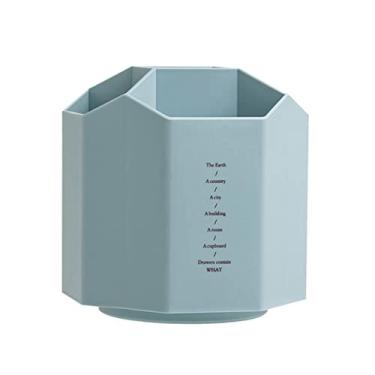 Imagem de Suporte de caneta de mesa giratório de 360° com 5 grades, porta-canetas, caixa de armazenamento de presente, (cor: E, tamanho: 14 x 11 x 13 cm) (preto 14 x 11 x 13 cm)