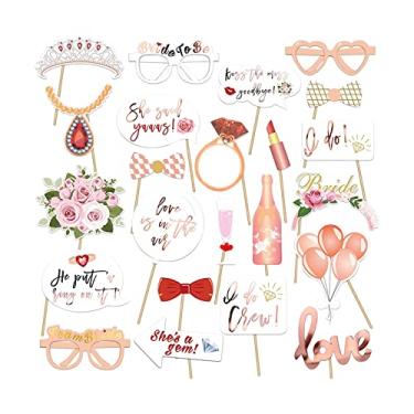 Imagem de 23 peças de acessórios para cabine fotos casamento decorações festa showers noiva estação selfie e jogo celebrações bachelorette