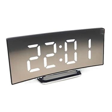 Imagem de 5sssallefaa Despertador digital, relógios elétricos LED, relógio LED espelhado, modo soneca, detecção de temperatura, despertadores de mesa para quarto, sala de estar, escritório (cor: verde) (branco)