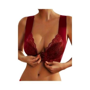 Imagem de Sutiã De Renda Com Copas Completas Para Mulheres, Abertura Frontal, Li