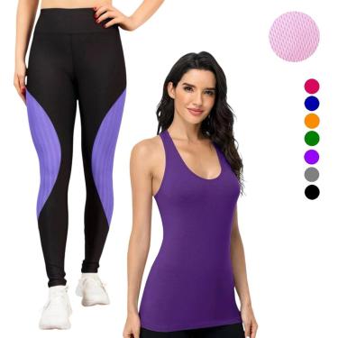 Imagem de Camiseta REGATA DRY Tecido furadinho + CALÇA leg LEGGING REDINHA Conjunto Fitness Feminino 631-Feminino