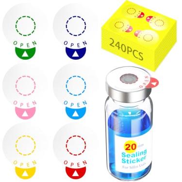 Imagem de Adesivo de vedação circular de laboratório, etiquetas de vedação autoadesivas, 6 cores circulares à prova de vazamento para tampas de plástico de alumínio, da ZHANXUBIO (240, para tampa de 20 mm)