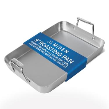 Imagem de Misen Assadeira de aço inoxidável com alças - design versátil de 5 camadas, alças fáceis de segurar, cozinhar multifuncional, ideal para assar, grelhar e assar, condução de calor superior, premium