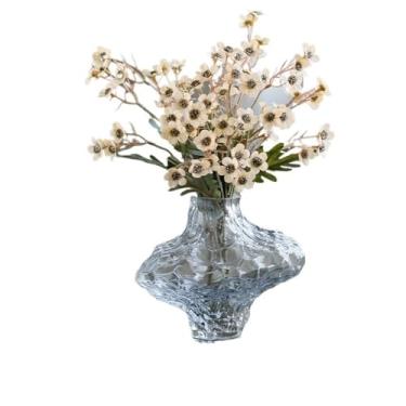 Imagem de VHDY85KA Decorações brancas, pequenas ameixas, flores falsas, simulação de arranjos de flores, decoração de mesa de sala de estar com vaso de vidro, casa de fazenda