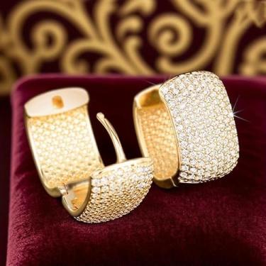 Imagem de Brincos de argola quadrada grossa para mulheres, uso diário, joias, presente, One size, Cobre, Zircônia cúbica