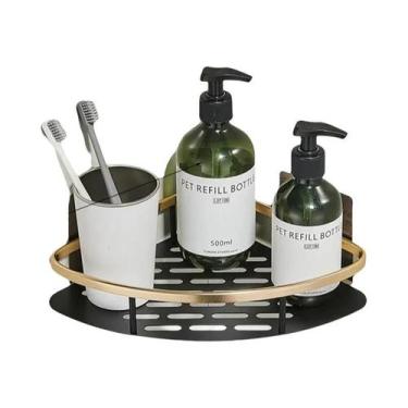 Imagem de Prateleira De Canto Para Banheiro Em Alumínio Sem Furos, Organizador D