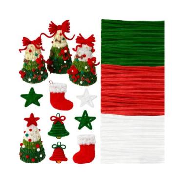 Imagem de Limpa-Cachimbo De Natal Vermelho, Verde E Branco, 300 Peças, Hastes De