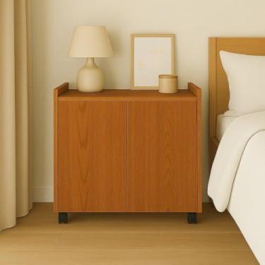 Imagem de Armário Multiuso para Quarto - Sapateira com 2 Portas e Rodinhas, Organizador Funcional para Calçados e Itens Domésticos (Nature)