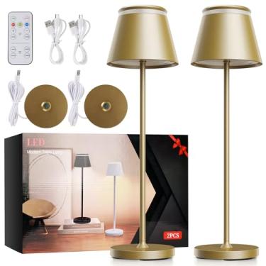 Imagem de Kadrama Conjunto De 2 Abajures Mesa Sem Fio Com Base Recarregável Usb Portátil, Luminárias Led Controle Remoto, 3 Cores Regulagem Contínua, Para Quarto, Sala Jantar, Pátio, Restaurante