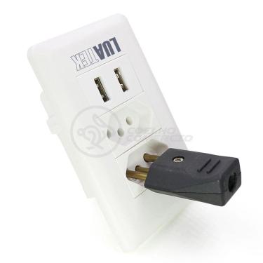 Imagem de Tomada De Parede 2 Entrada Fonte 2 Usb 5v 10a Bivolt