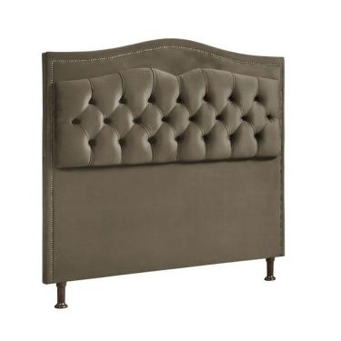 Imagem de Cabeceira Estofada Holanda Casal Veludo Shop Das Cabeceiras Marrom Castor