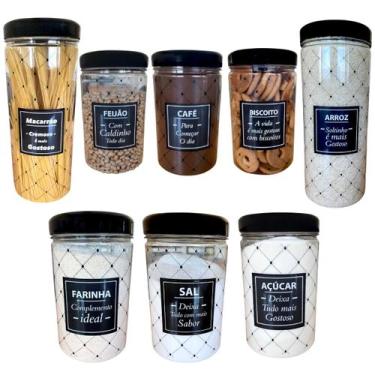 Imagem de Kit potes de mantimentos com 8 unidades conjunto - Plásticos Idealind