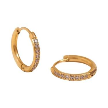 Imagem de Brincos Huggie Hoop Com Cristais Transparentes E Pedras Preciosas, Rev