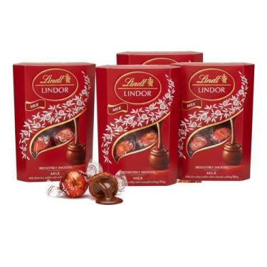 Imagem de Kit 4 Bombom Suiço LINDT Lindor ao Leite 37g - Trufa Suiça