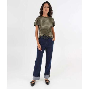 Imagem de Blusa Feminina Listrada Manga Curta Marisa Verde-21073, Verde, GG