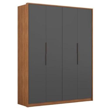 Imagem de Guarda Roupa Casal Attore D43010K 4 Portas Amêndola Grafito - Demartêz