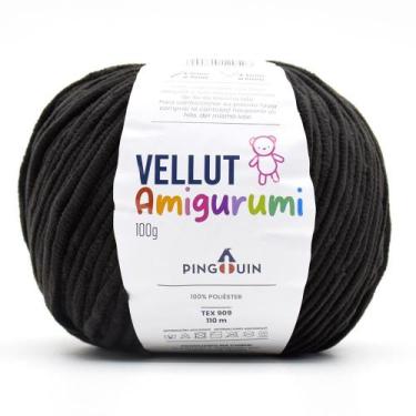 Imagem de Fio Vellut Amigurumi 100g - Pingouin, 100 PRETO