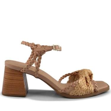 Imagem de Sandália Salto Bloco Vero K Feminina 982.9546, 37, Palha