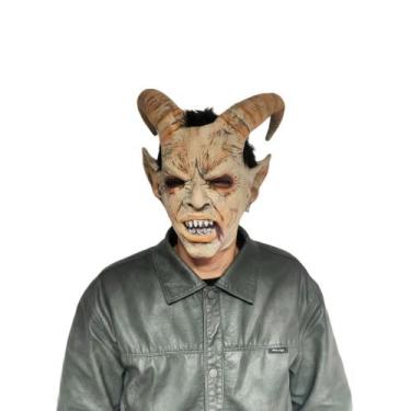 Imagem de Máscara de demônio de Halloween, chapéu de látex Lucifer para adultos 