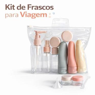 Imagem de Kit Frascos Viagem 11 Peças Shampoo Sabonete Completo - Genérica