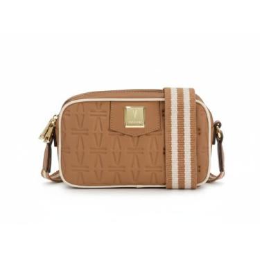 Imagem de Bolsa Vizzano Estruturada Alça Transversal Camel Branco Off -, Camel, 