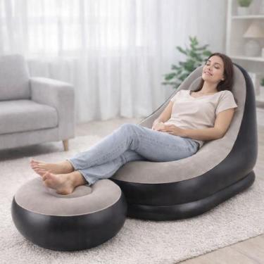 Imagem de Sofá Inflável 2 Em 1 Ultra Lounge Com Puff Portátil Quarto Piscina - G