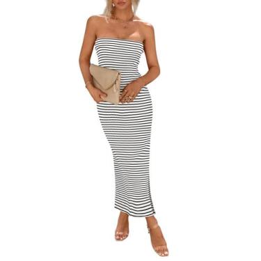 Imagem de Vestido PRETTYGARDEN Tubinho Longo Justo com Fenda e Alças Strapless