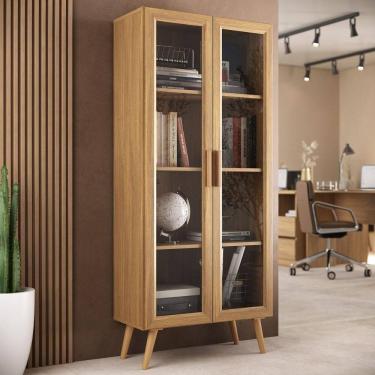 Imagem de Armário de Escritório 68cm 2 Portas com Vidro Retrô Urban Multimóveis MP6039